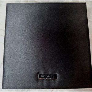 Chanel Perfume/Gift Box Black Magnetic Closure Trinket Box Empty 8x8x2.5 Vtg